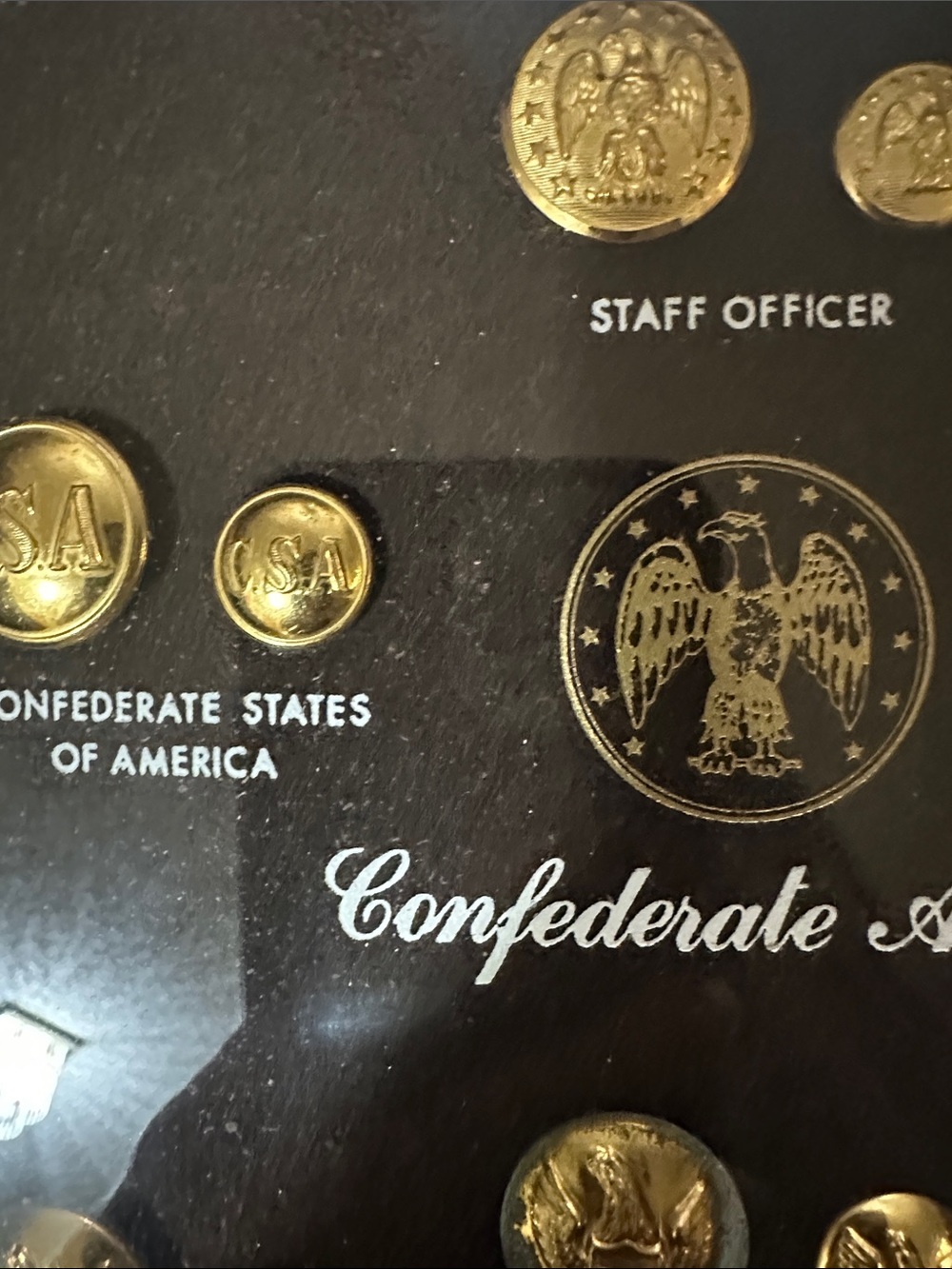Confederate & Union Army Civil War Button Collection Wall Art - Gold - Picture 11 of 14